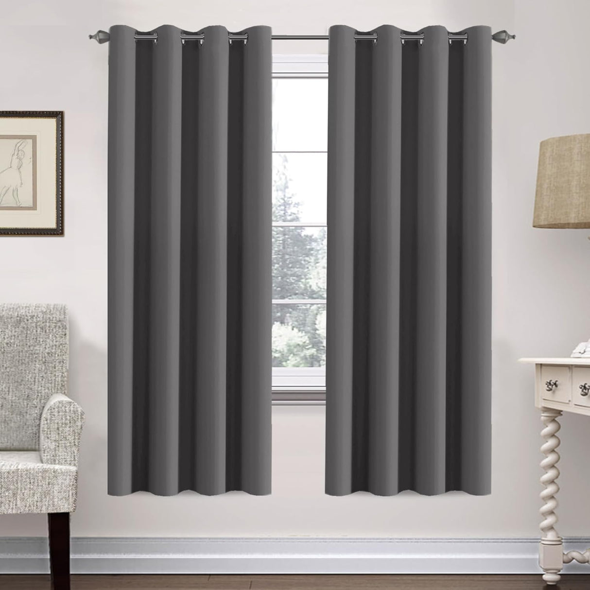 Blackout Curtains Thermal Insulated Grommet Top Solid Color Curtains