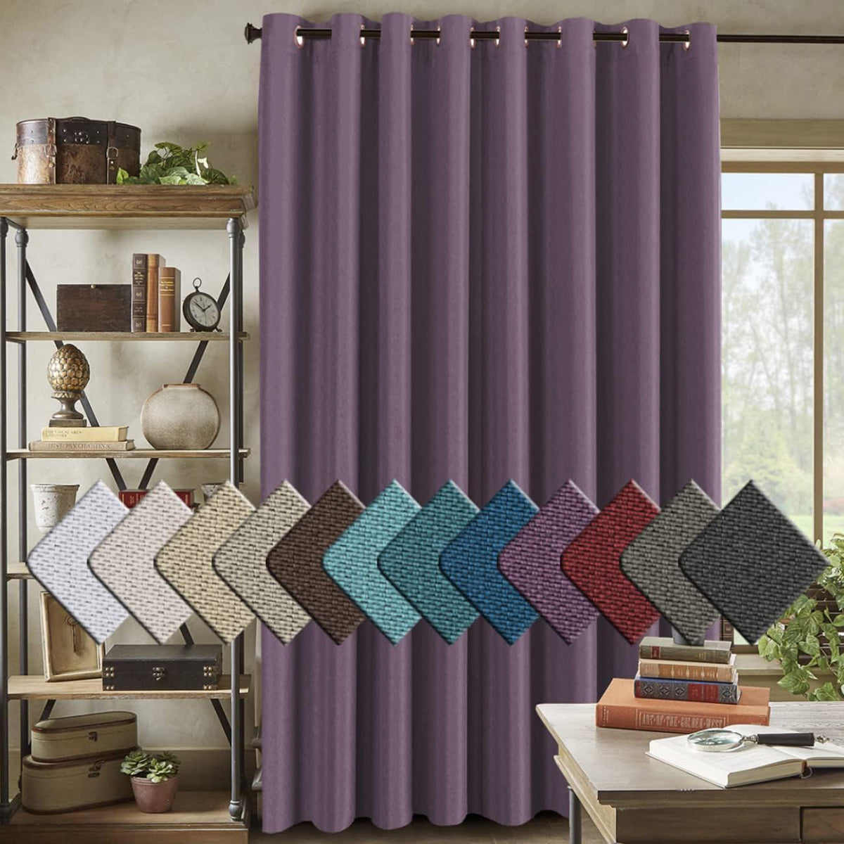 Faux Linen Blackout Thermal Insulated Grommet Curtain