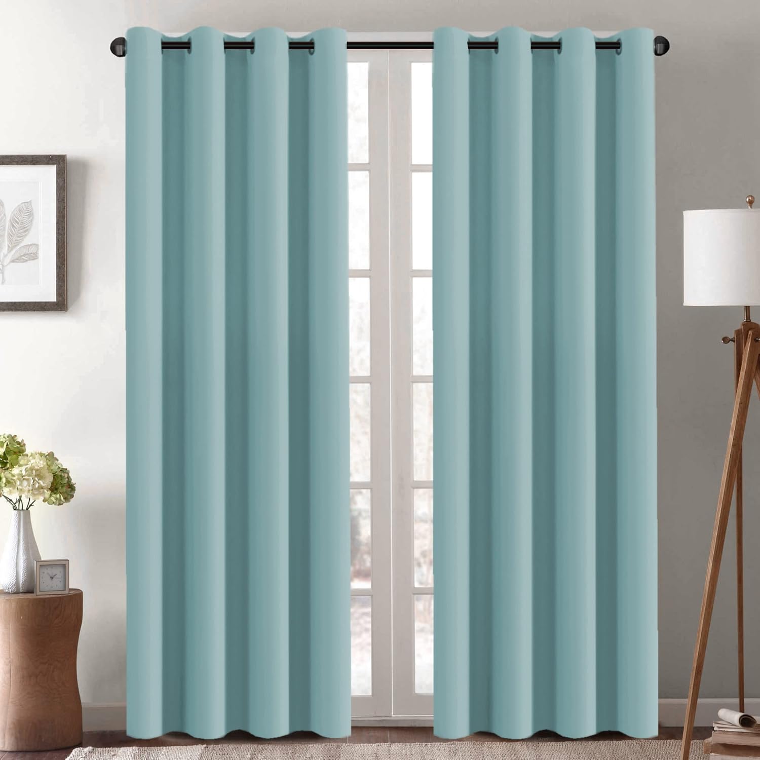 100% Blackout Thermal Insulated Grommet Solid Color Curtains