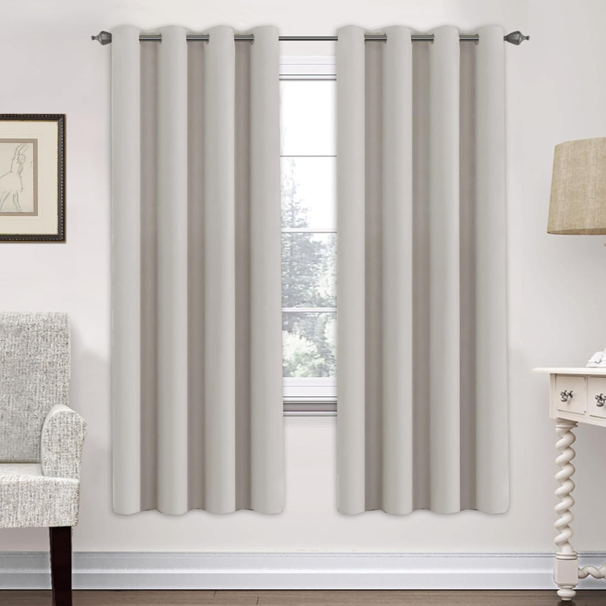 Blackout Curtains Thermal Insulated Grommet Top Solid Color Curtains