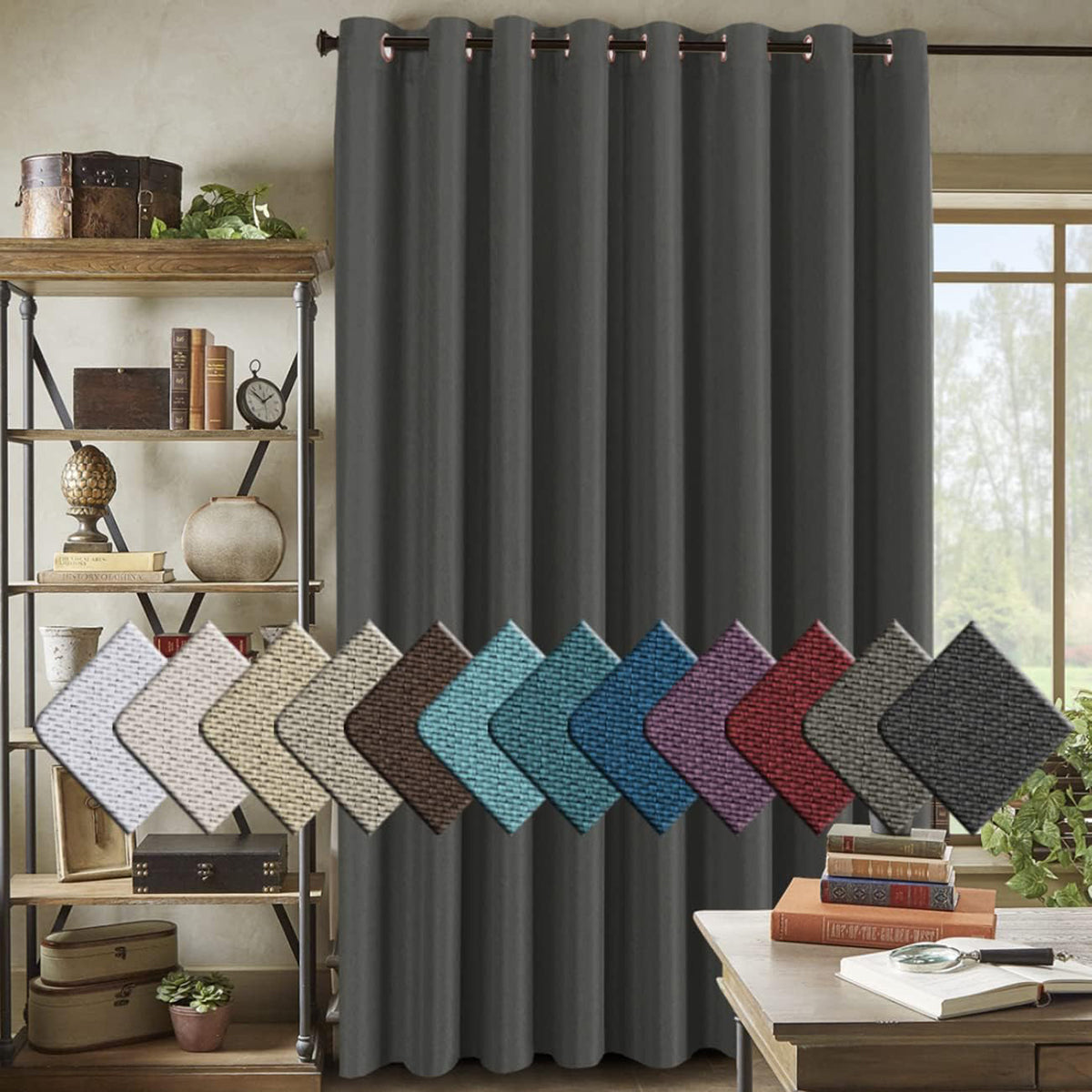 Faux Linen Blackout Thermal Insulated Grommet Curtain