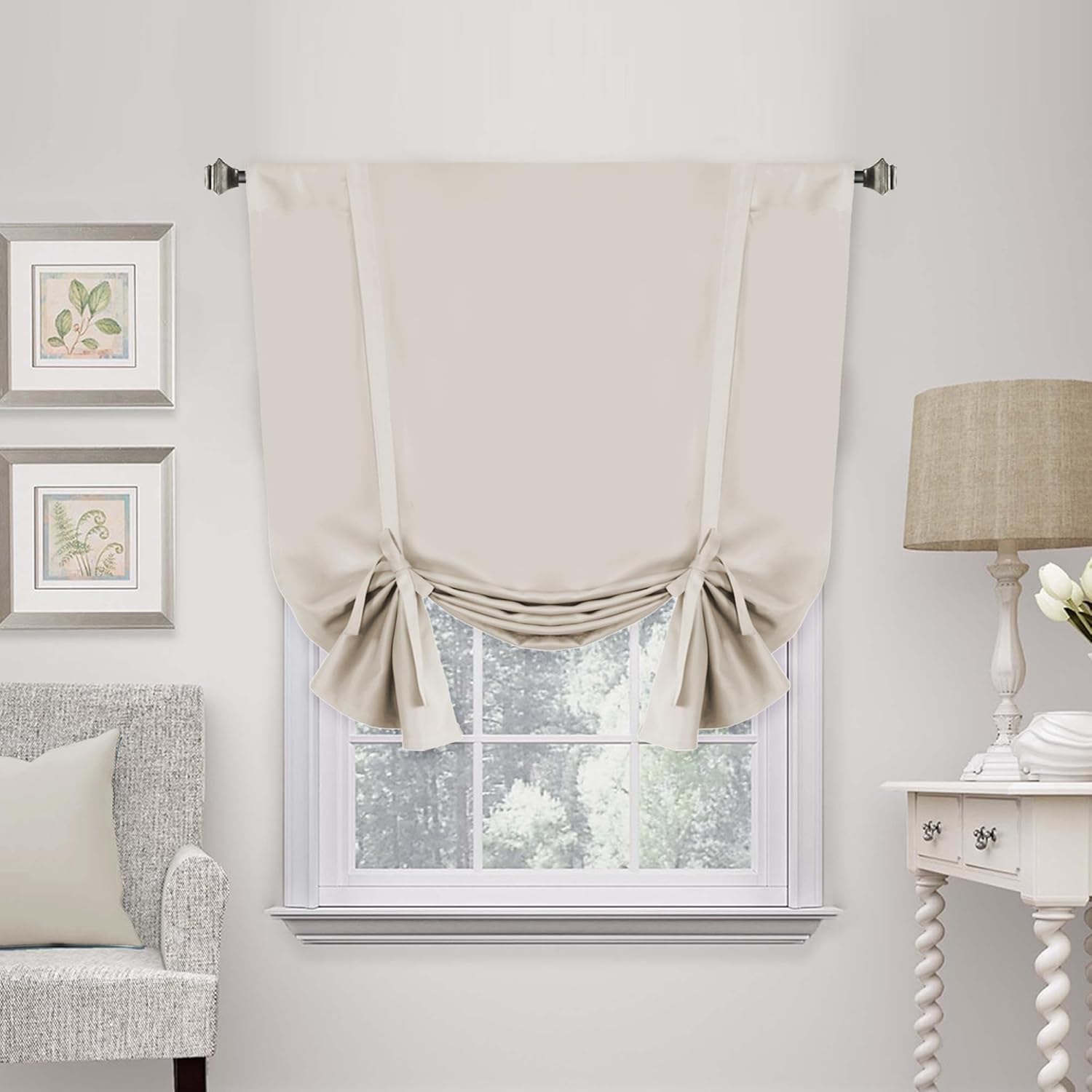 Valances Tie Up Curtains Roman Balloon Blind Rod Pocket Short Curtain