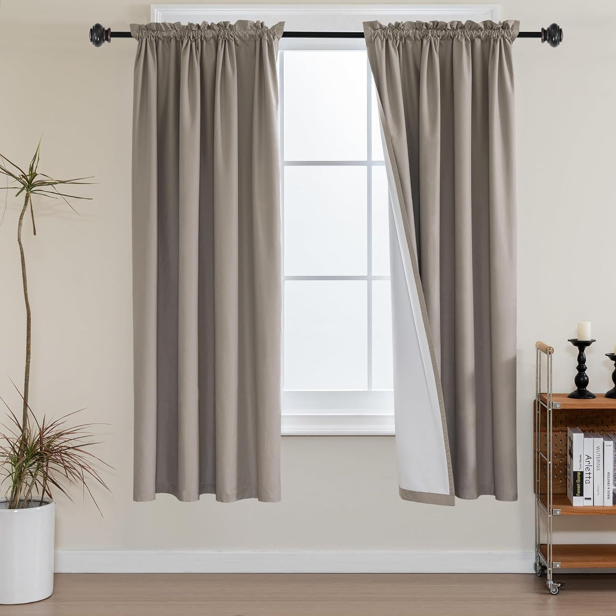 100% Blackout White Liners Window Rod Pocket Curtains