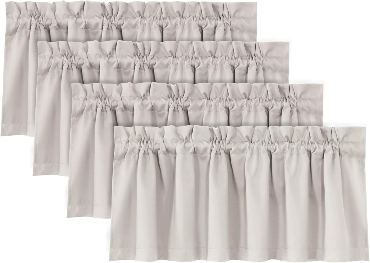 H.VERSAILTEX 100% Blackout Valances for Windows Kitchen Window Rod Pocket Privacy Decorative Curtains 2 Pack