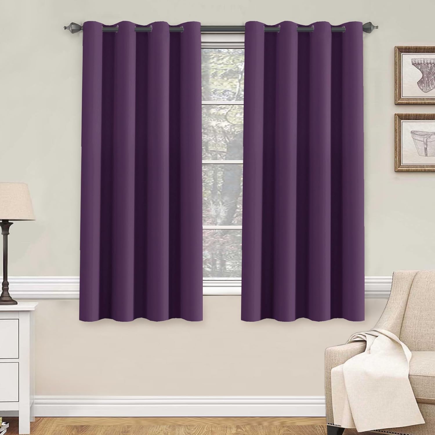 Blackout Curtains Thermal Insulated Grommet Top Solid Color Curtains