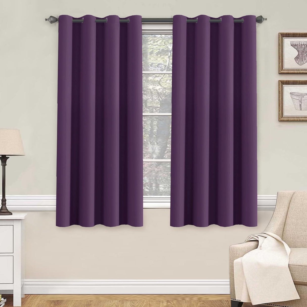 Blackout Curtains Thermal Insulated Grommet Top Solid Color Curtains