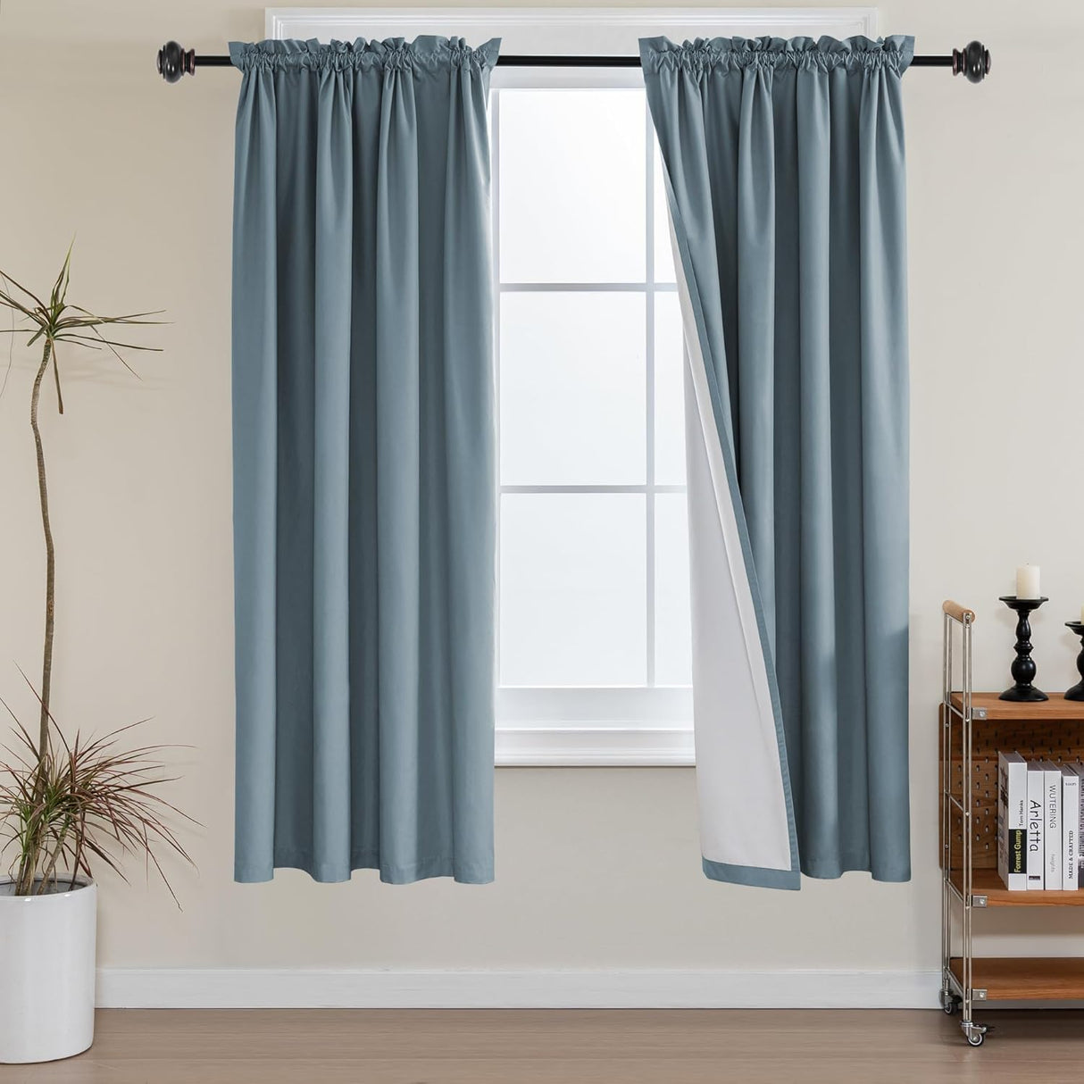 100% Blackout White Liners Window Rod Pocket Curtains