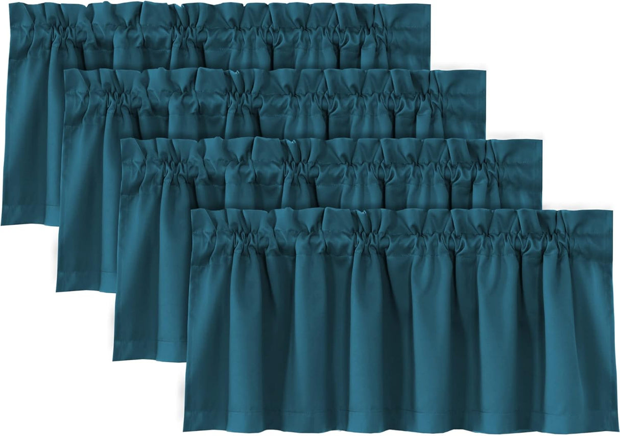 H.VERSAILTEX 100% Blackout Valances for Windows Kitchen Window Rod Pocket Privacy Decorative Curtains 2 Pack