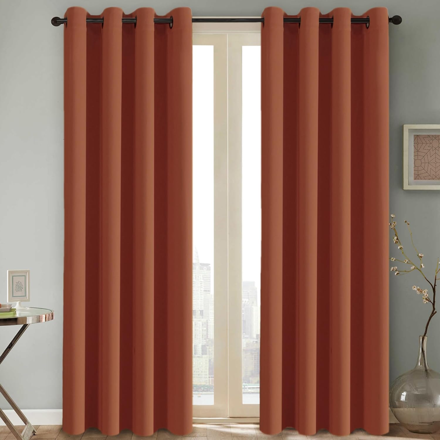 Blackout Curtains Thermal Insulated Grommet Top Solid Color Curtains