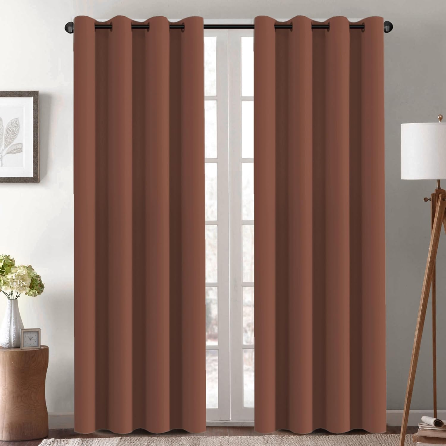 100% Blackout Thermal Insulated Grommet Solid Color Curtains