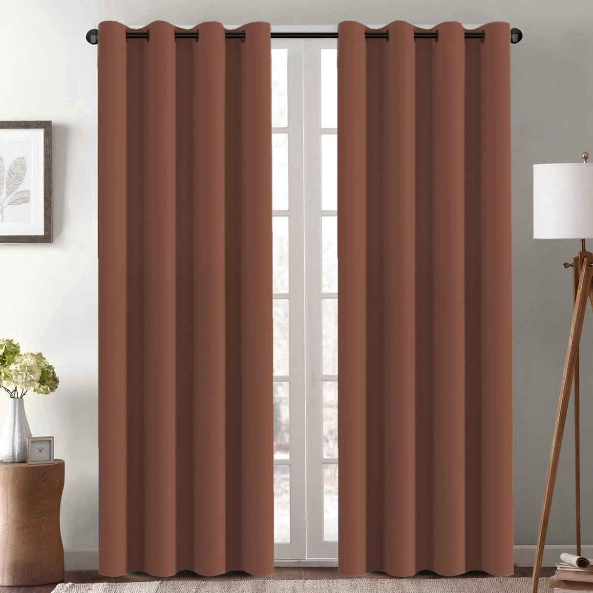 100% Blackout Thermal Insulated Grommet Solid Color Curtains