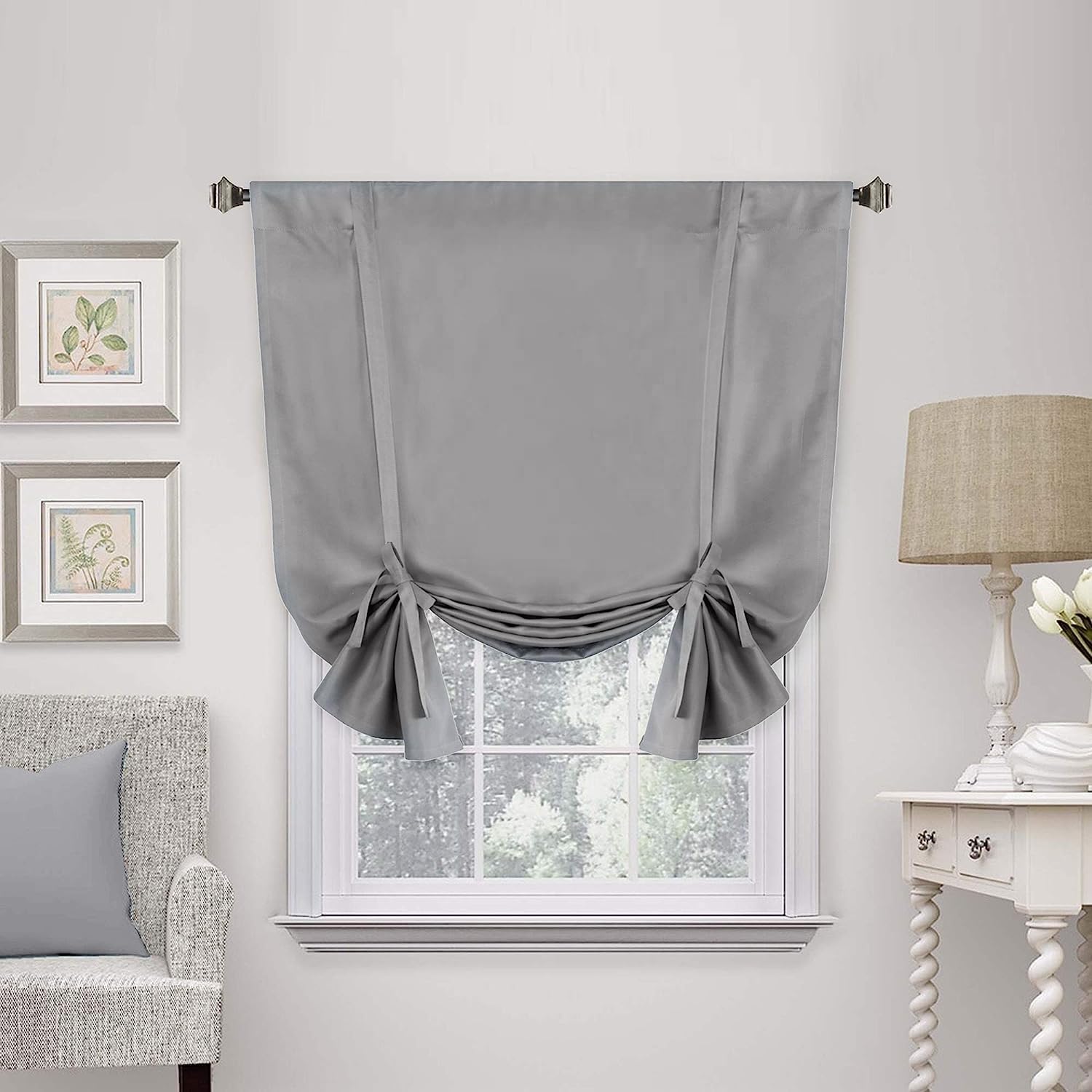 Valances Tie Up Curtains Roman Balloon Blind Rod Pocket Short Curtain