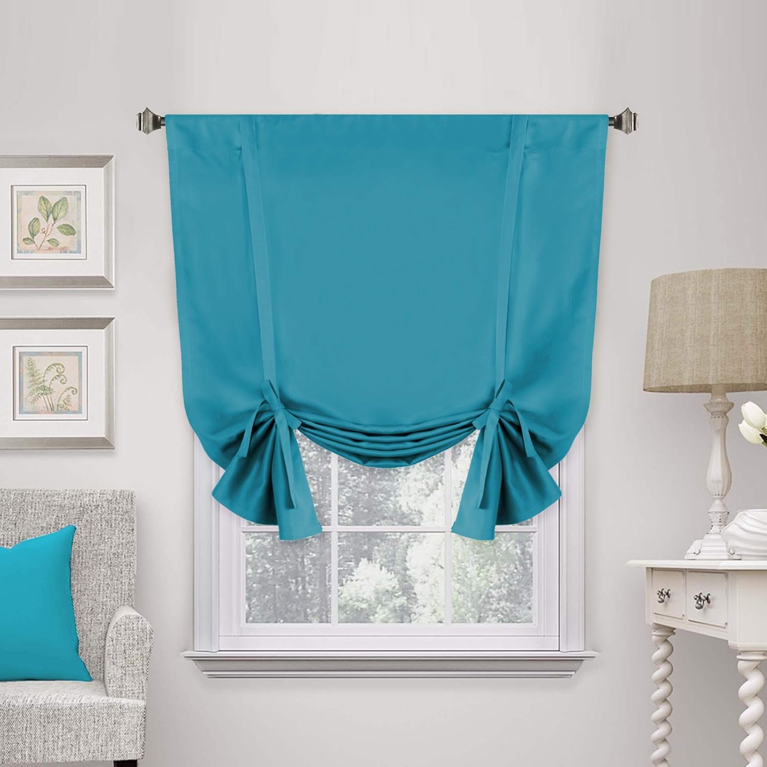 Valances Tie Up Curtains Roman Balloon Blind Rod Pocket Short Curtain