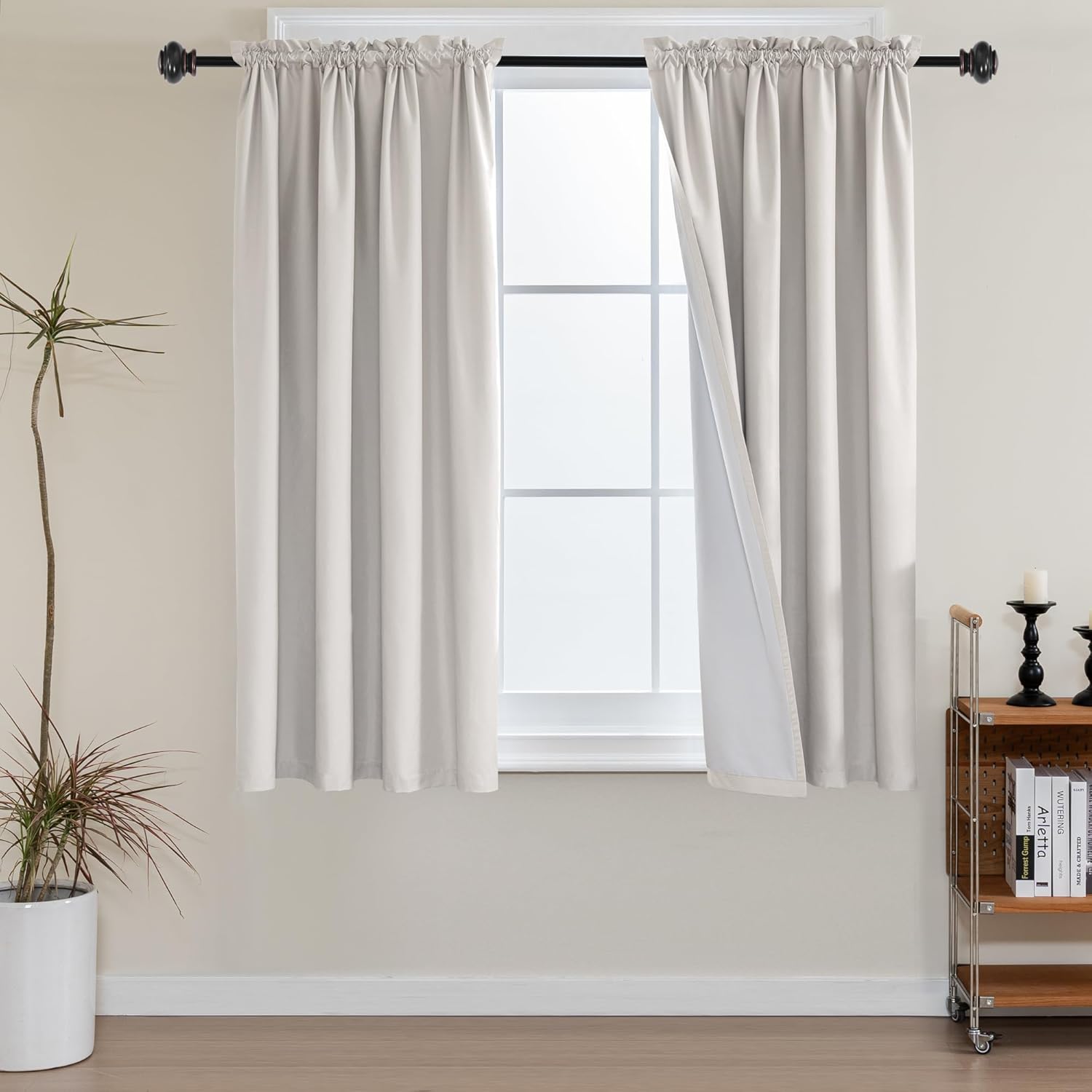 100% Blackout White Liners Window Rod Pocket Curtains