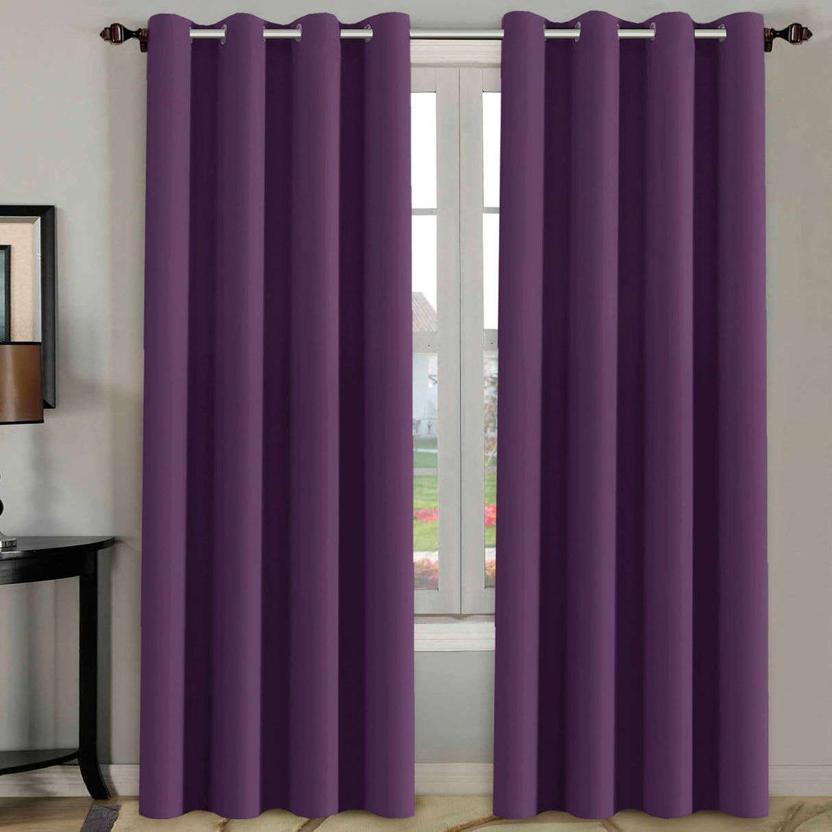 Blackout Curtains Thermal Insulated Grommet Top Solid Color Curtains