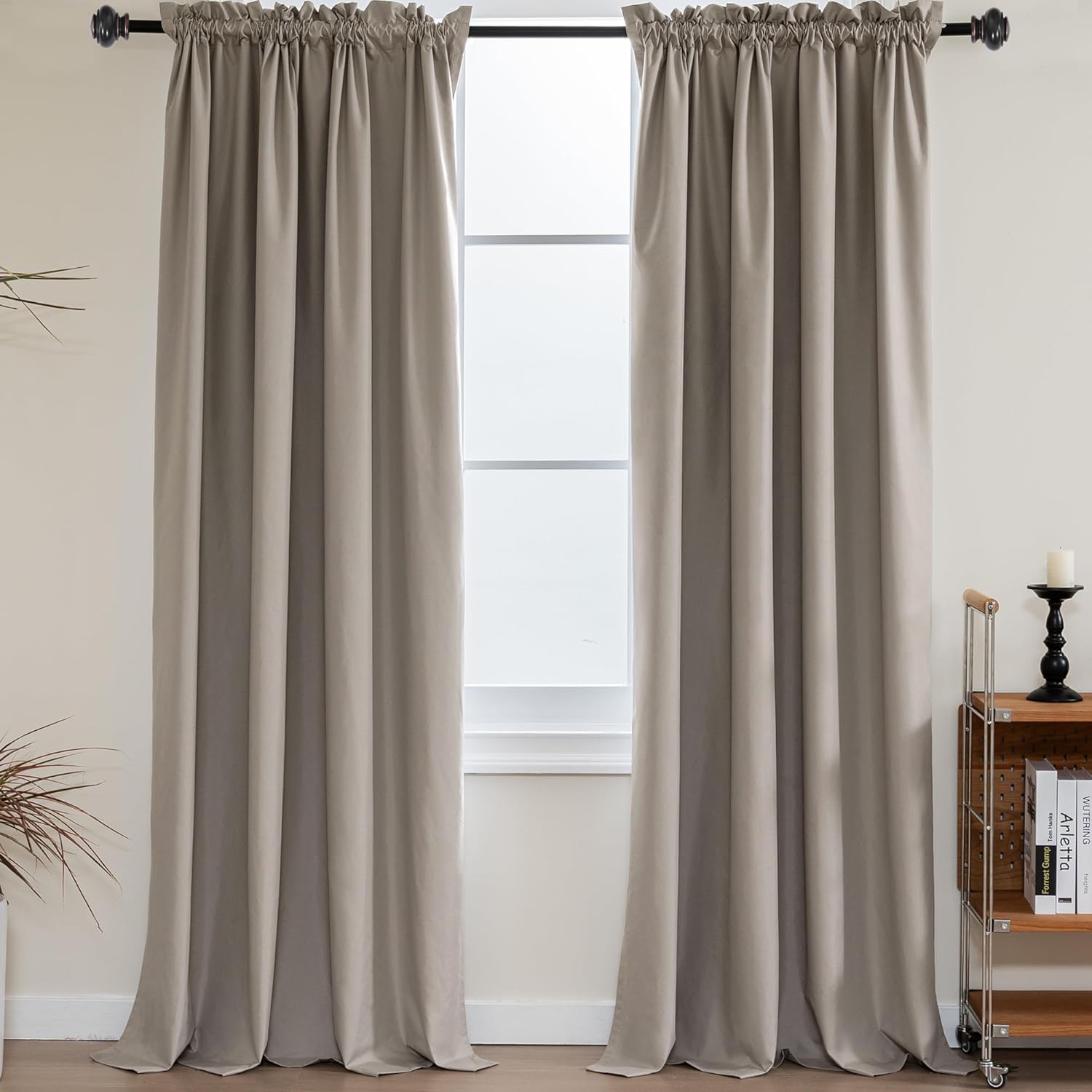 100% Blackout White Liners Window Rod Pocket Curtains