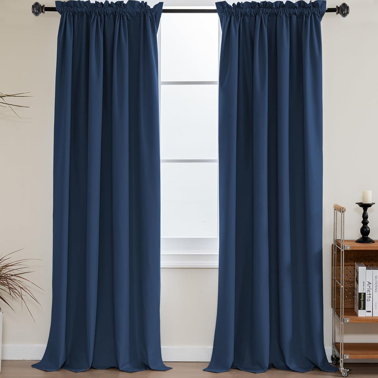 100% Blackout White Liners Window Rod Pocket Curtains