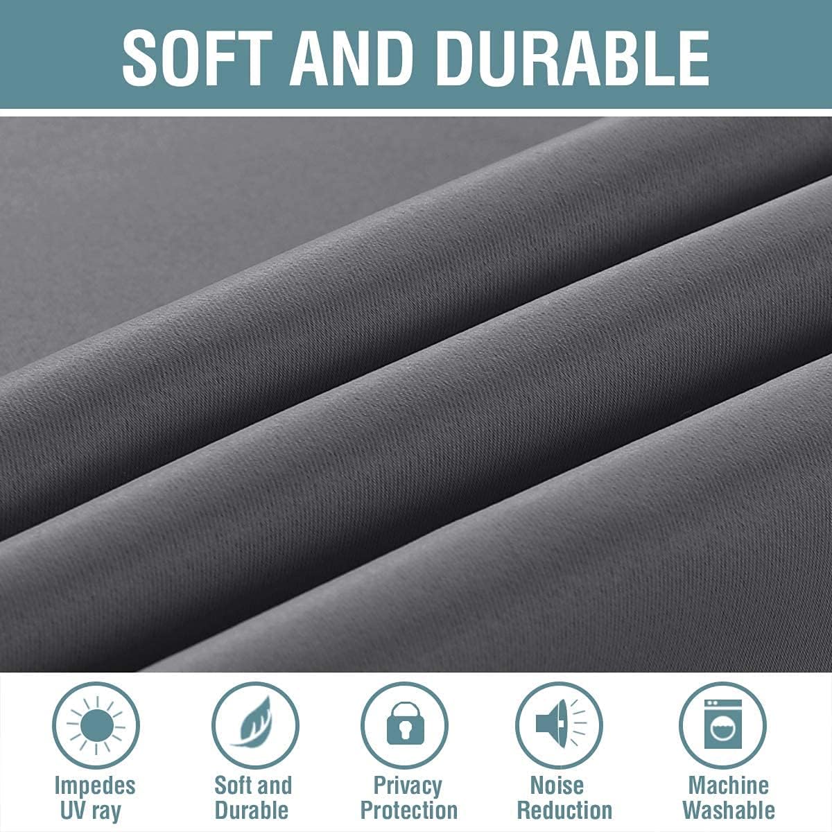 Blackout Thermal Insulated Treatment Extra Long Grommet Top Solid Color Curtains