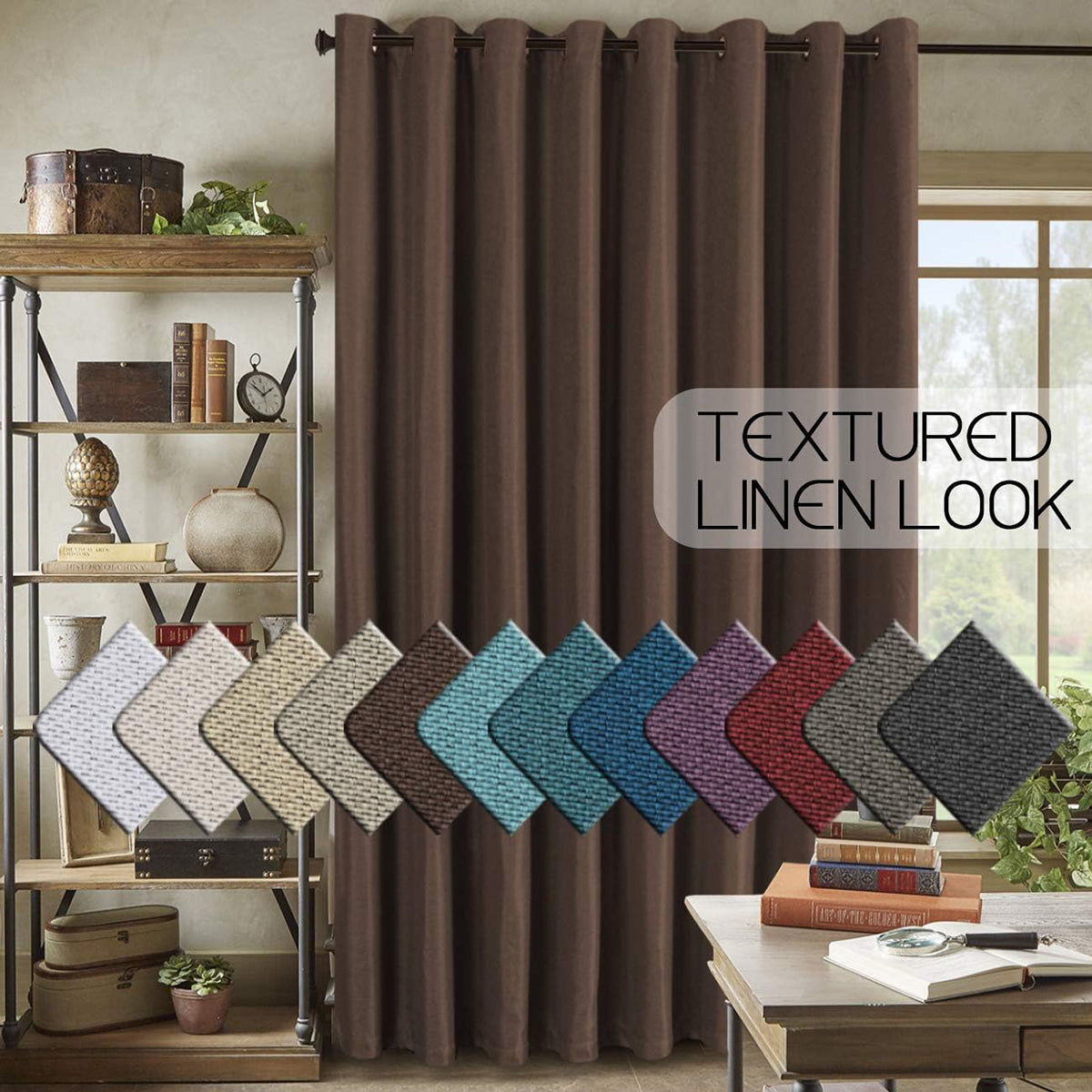 Faux Linen Blackout Thermal Insulated Grommet Curtain