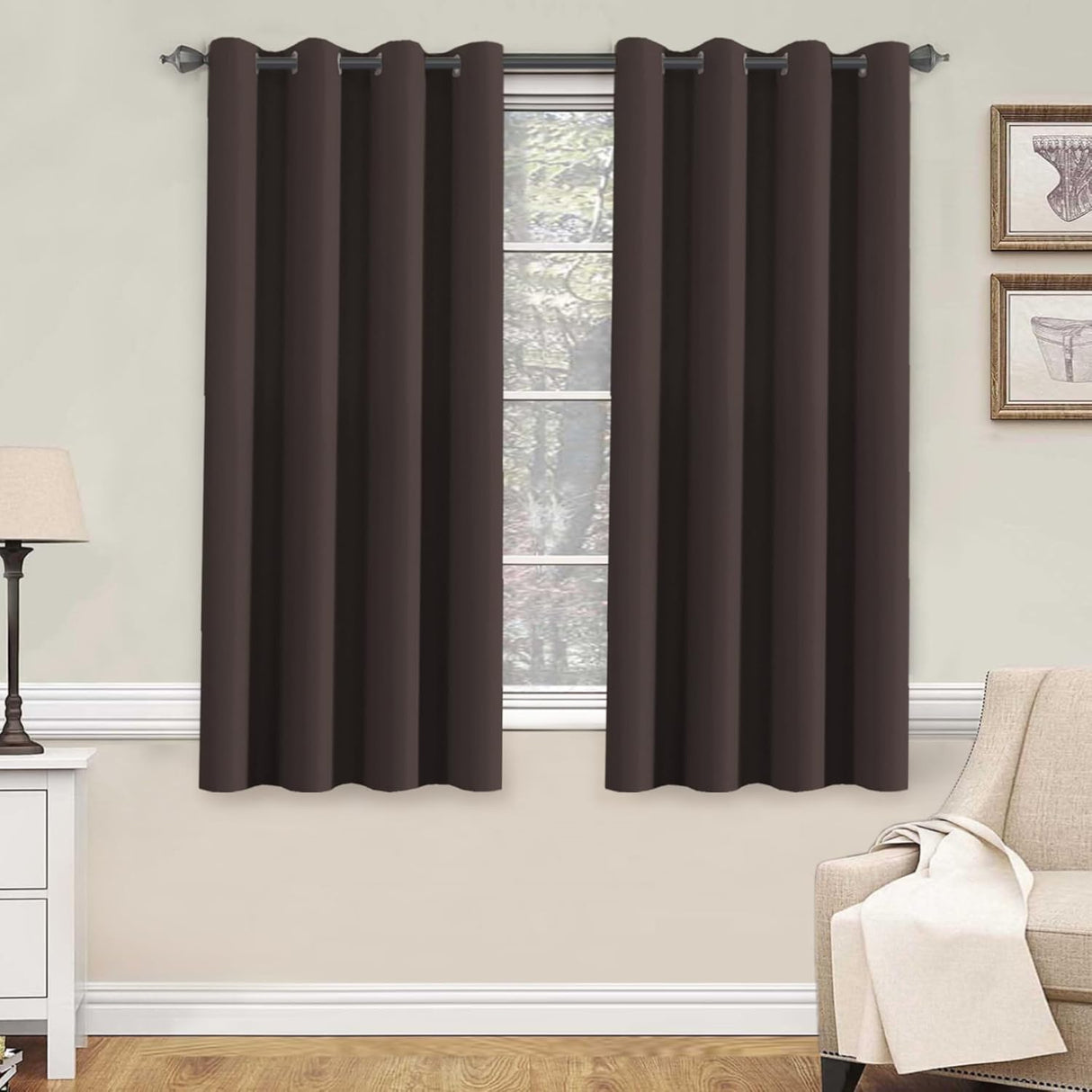 Blackout Curtains Thermal Insulated Grommet Top Solid Color Curtains