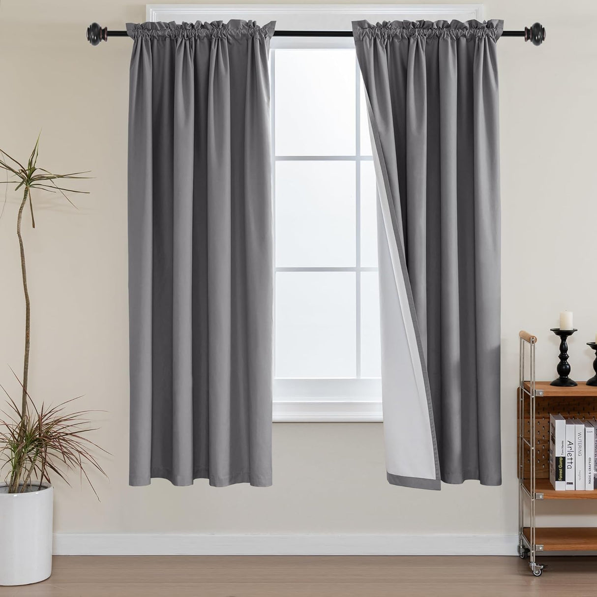 100% Blackout White Liners Window Rod Pocket Curtains