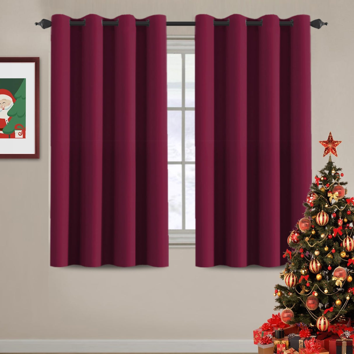 100% Blackout Thermal Insulated Grommet Solid Color Curtains