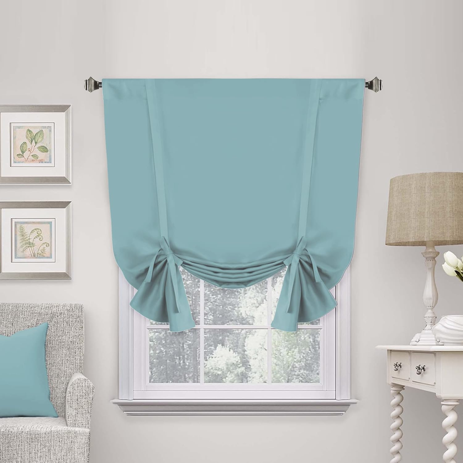 Valances Tie Up Curtains Roman Balloon Blind Rod Pocket Short Curtain
