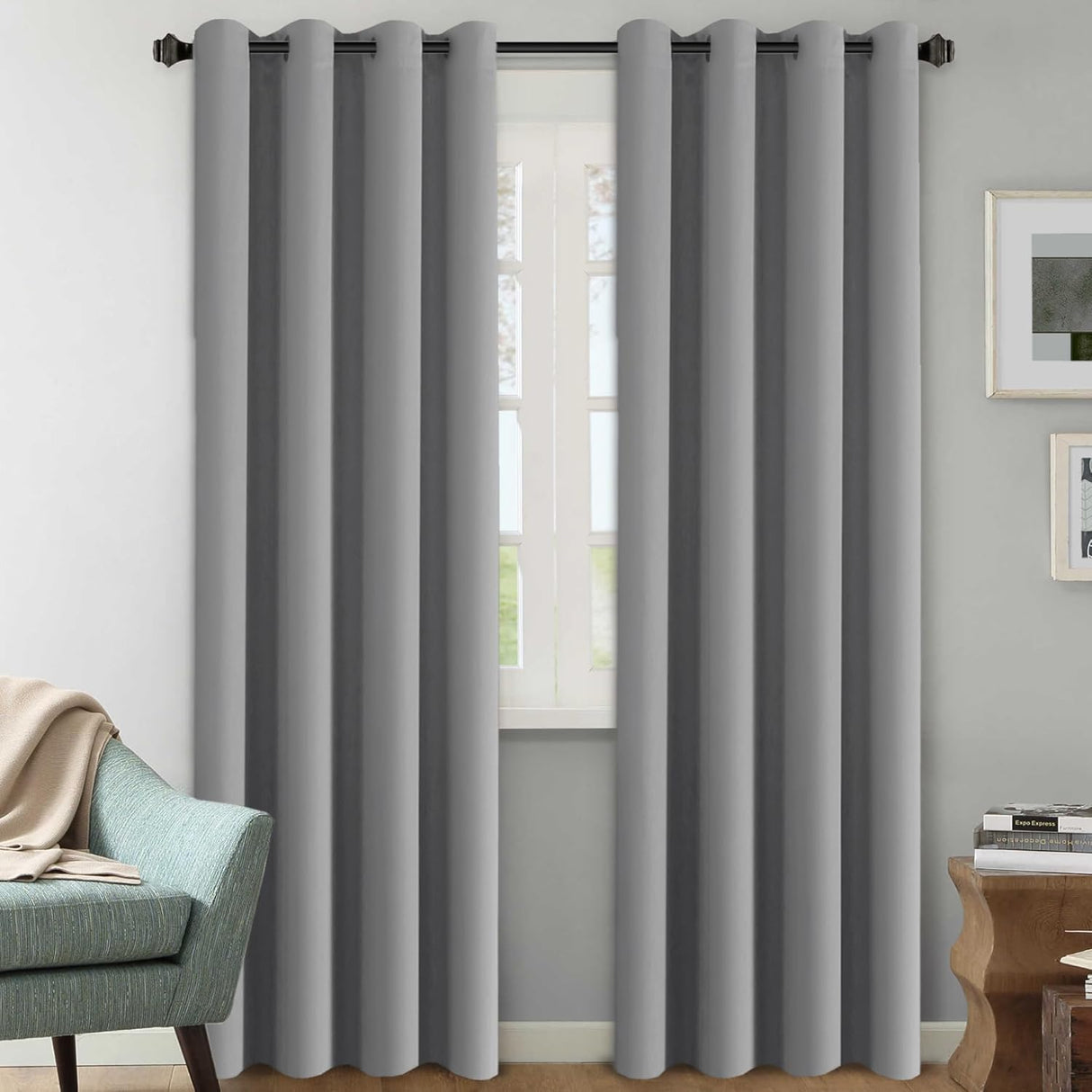 Blackout Curtains Thermal Insulated Grommet Top Solid Color Curtains