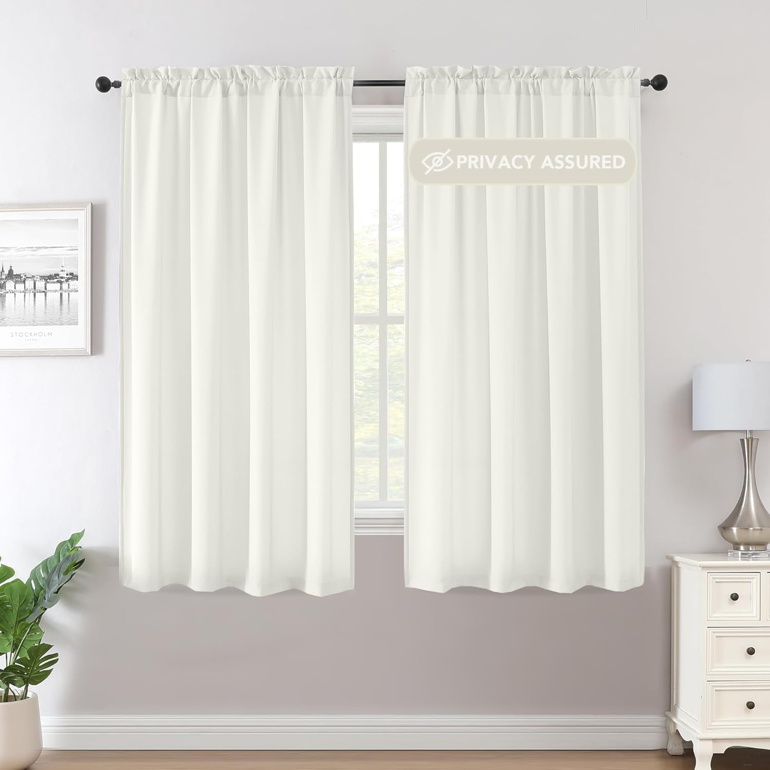 Sheer Curtains Non-See-Through Light Filtering Privacy Window Drapes