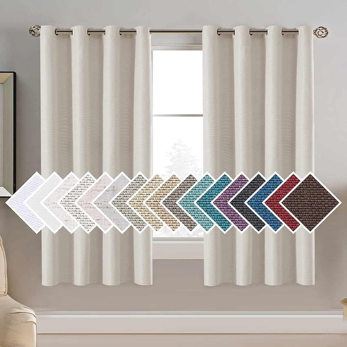 Faux Linen Blackout Thermal Insulated Grommet Curtain