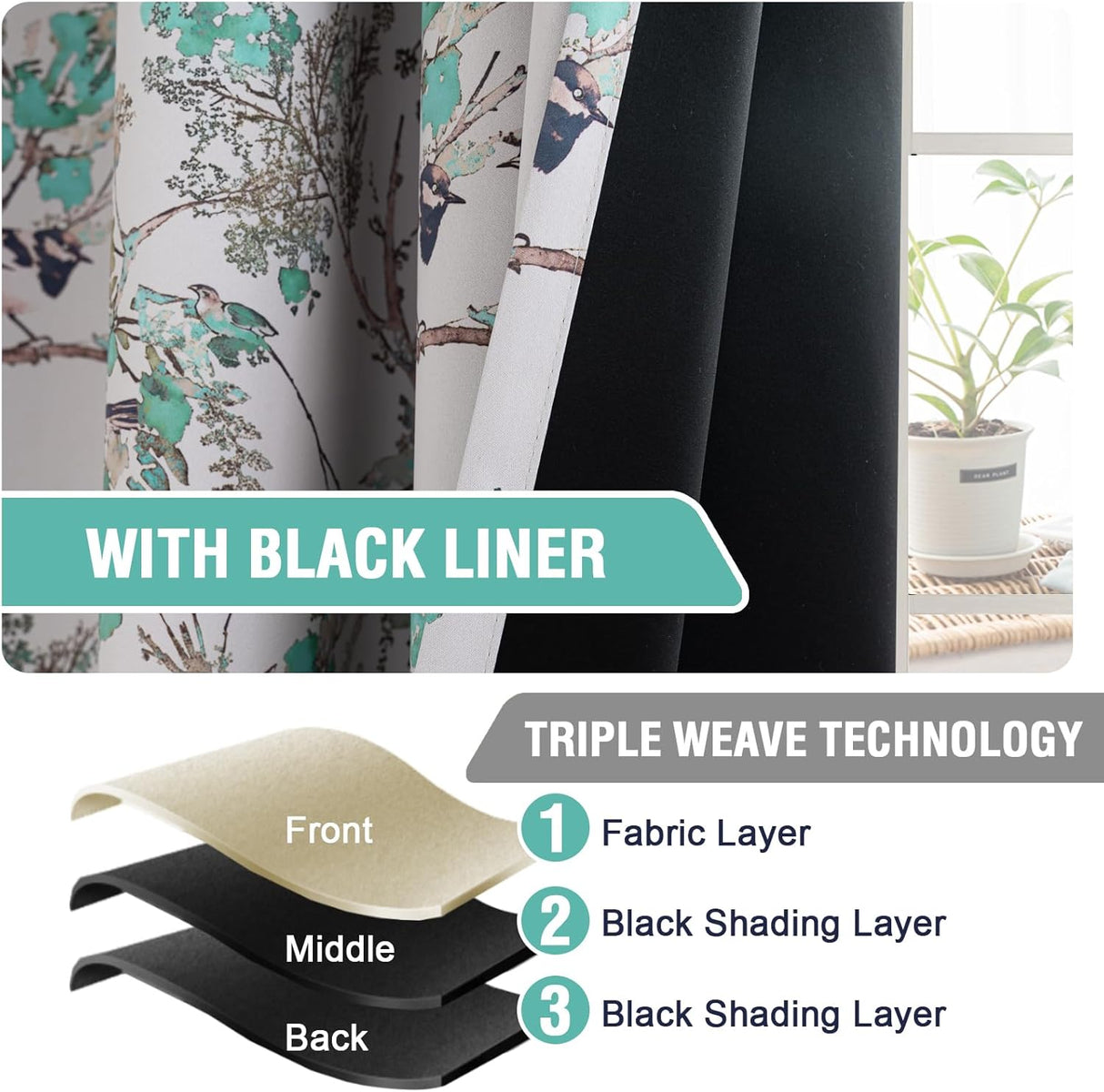 H.VERSAILTEX Floral 100% Blackout Vintage Curtains Patterned Thermal Insulated Grommet Window Drapes