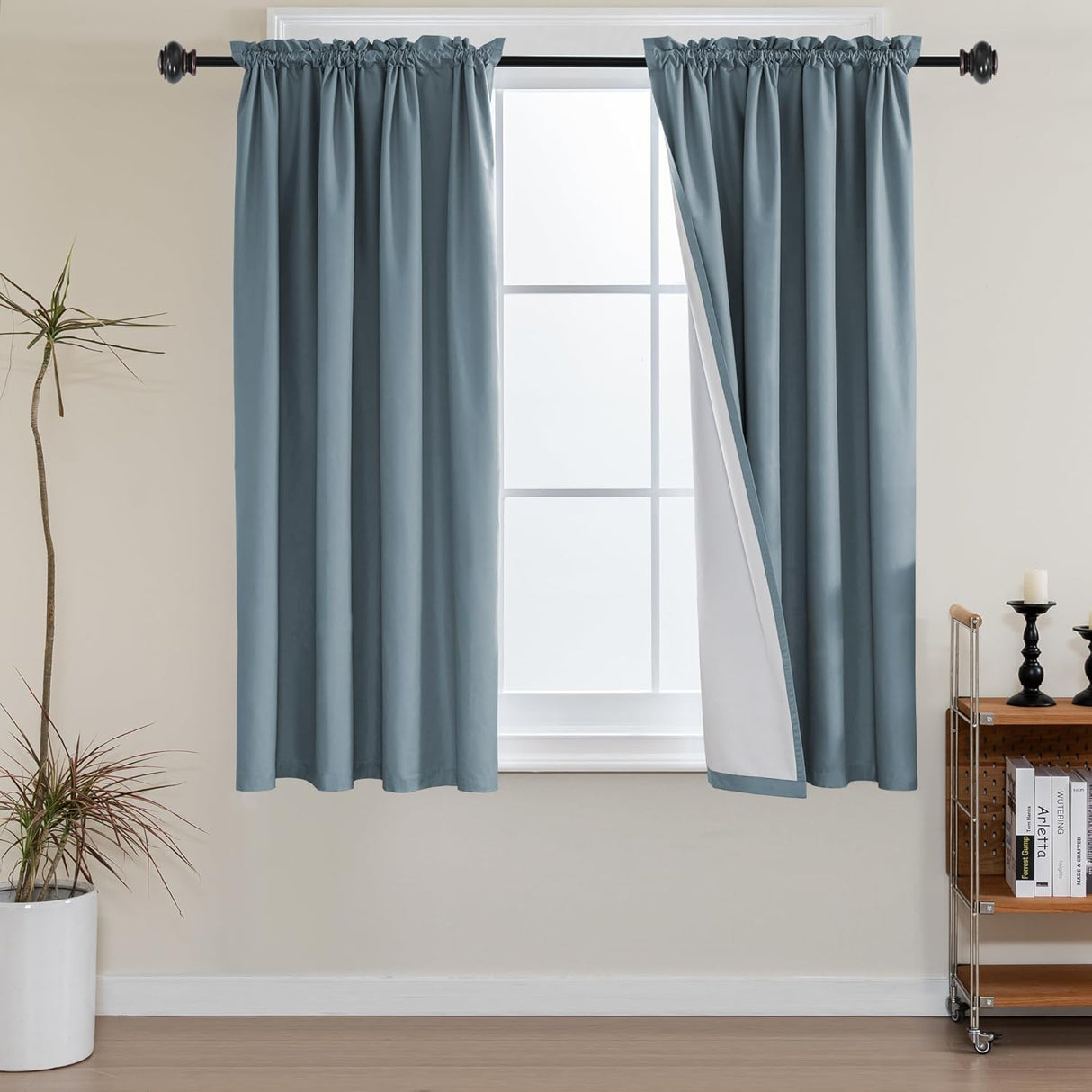 100% Blackout White Liners Window Rod Pocket Curtains