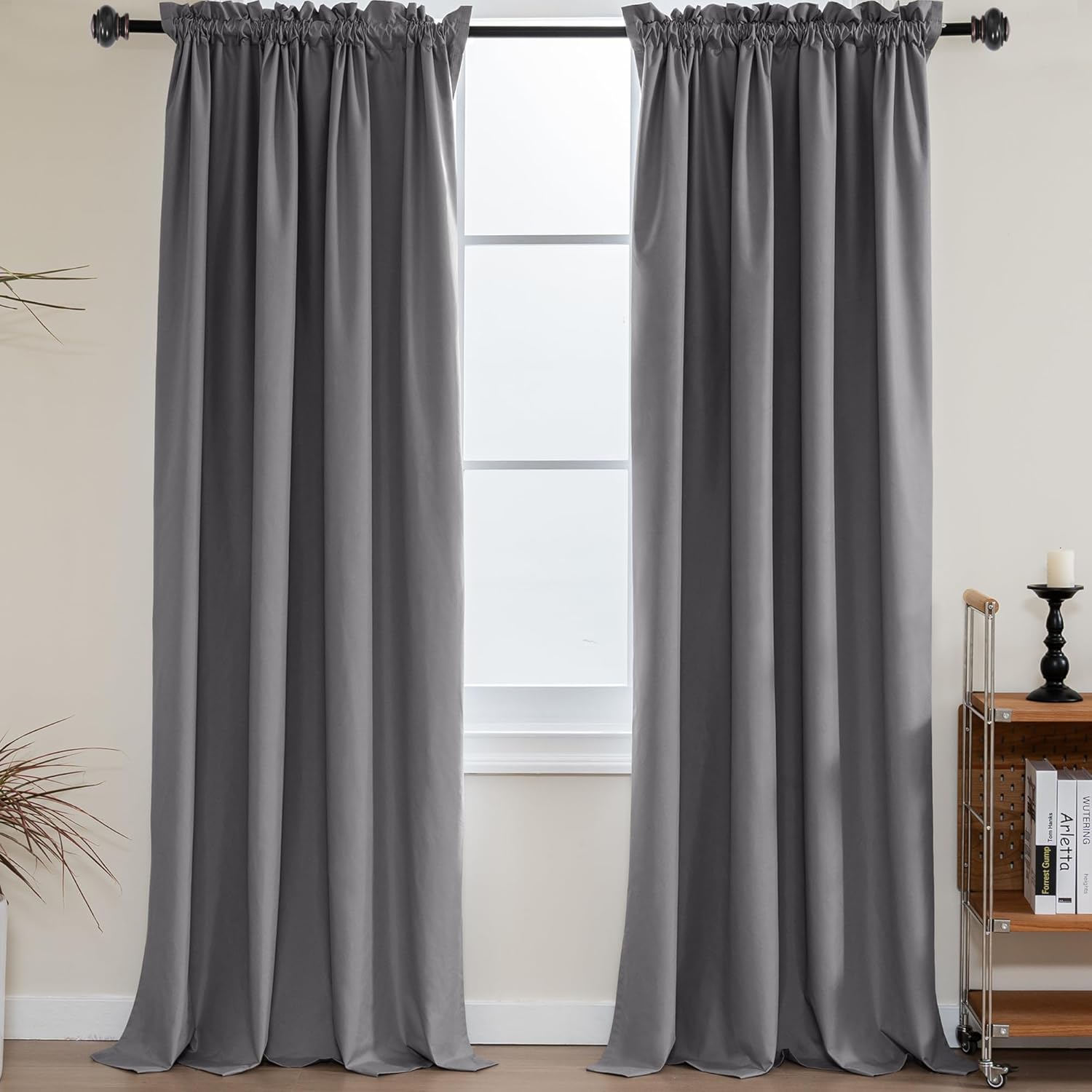 100% Blackout White Liners Window Rod Pocket Curtains