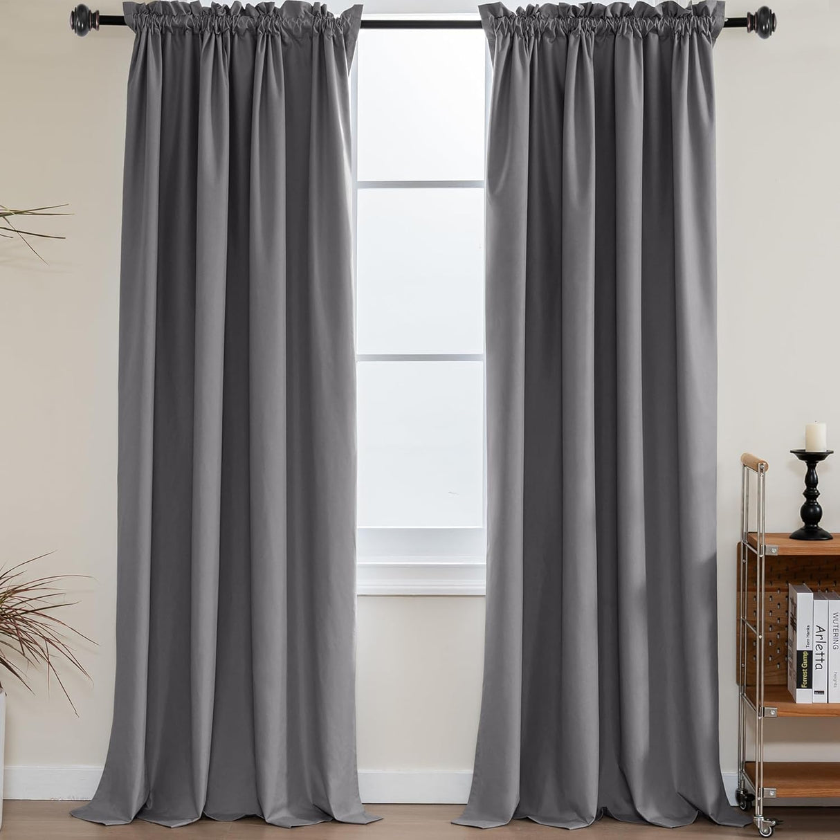 100% Blackout White Liners Window Rod Pocket Curtains