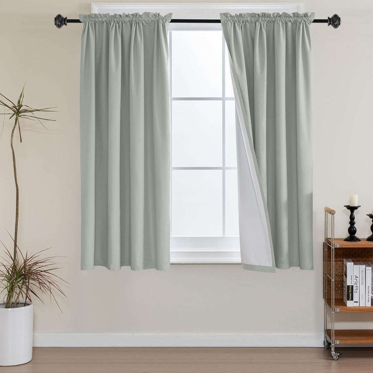 100% Blackout White Liners Window Rod Pocket Curtains