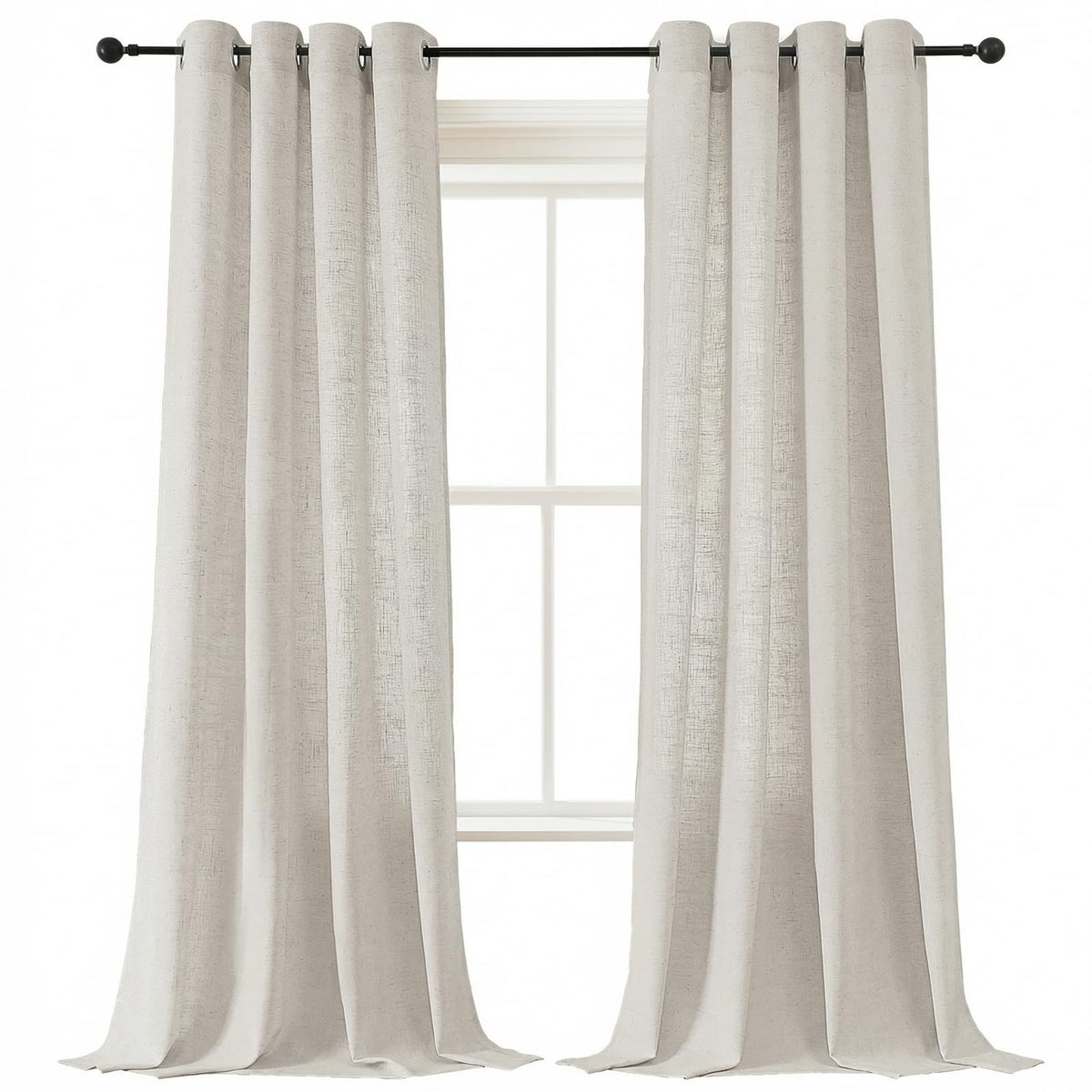 H.VERSAILTEX Light Filtering Linen Curtains 84 Inch for Bedroom, Pale Oak