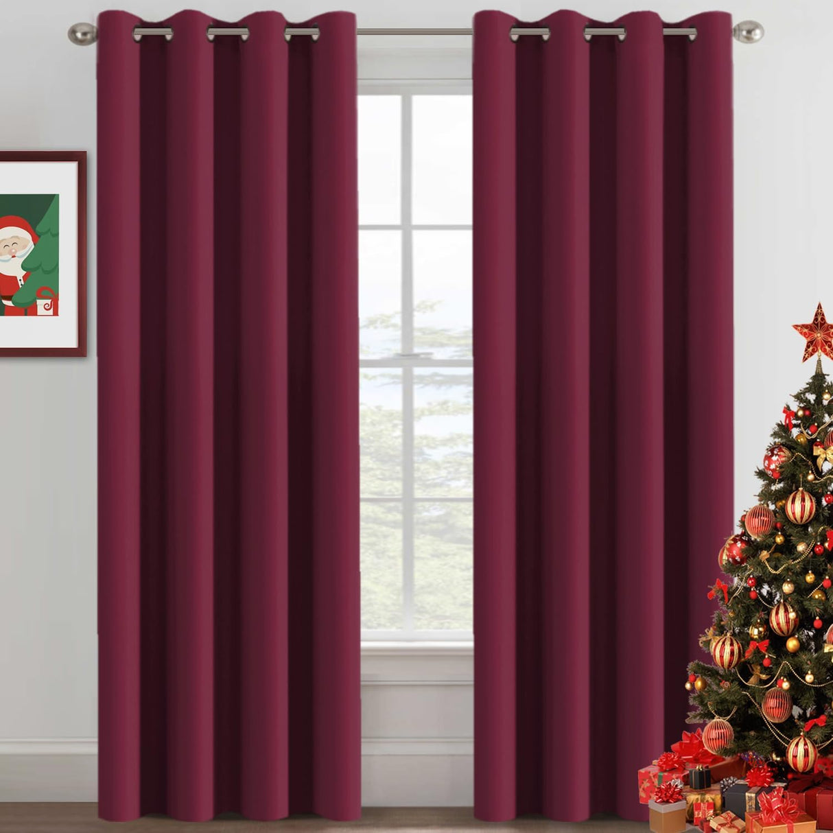 100% Blackout Thermal Insulated Grommet Solid Color Curtains