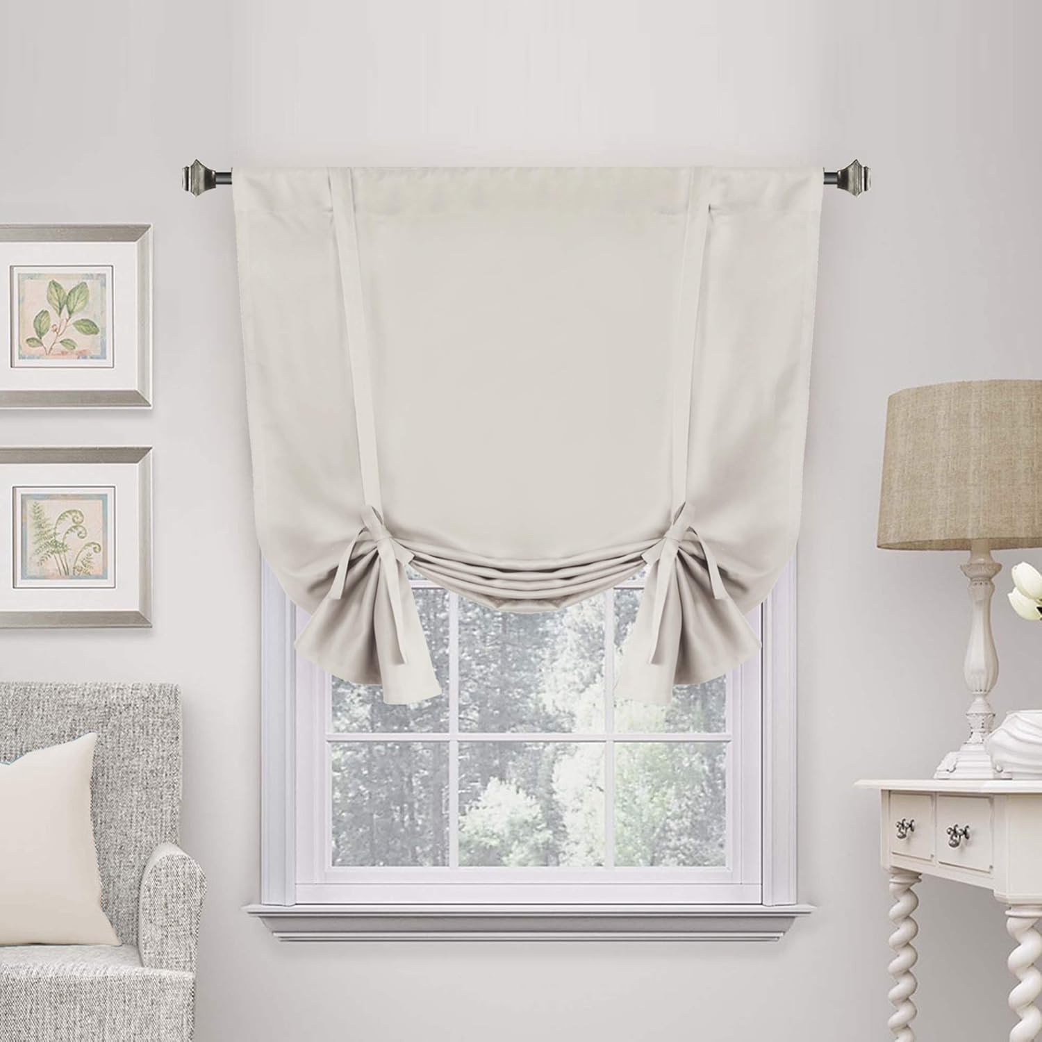 Valances Tie Up Curtains Roman Balloon Blind Rod Pocket Short Curtain