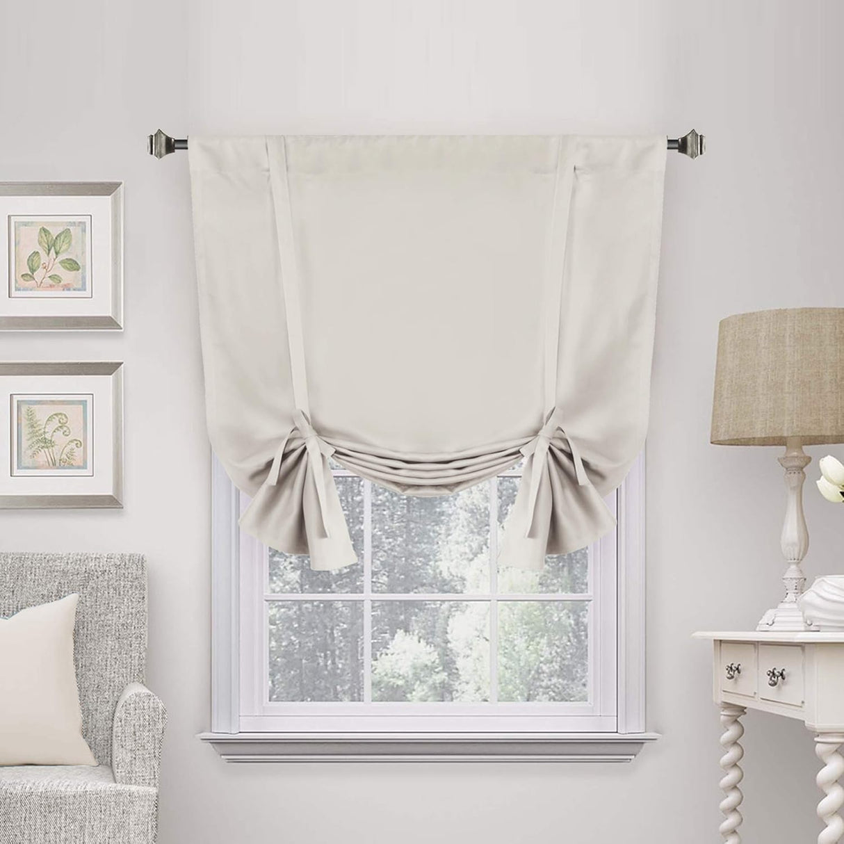 Valances Tie Up Curtains Roman Balloon Blind Rod Pocket Short Curtain