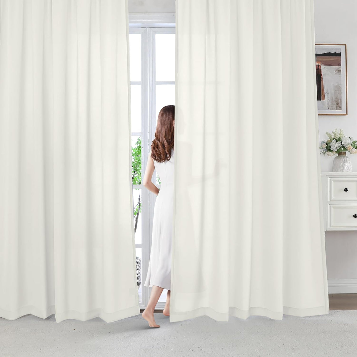 Sheer Curtains Non-See-Through Light Filtering Privacy Window Drapes