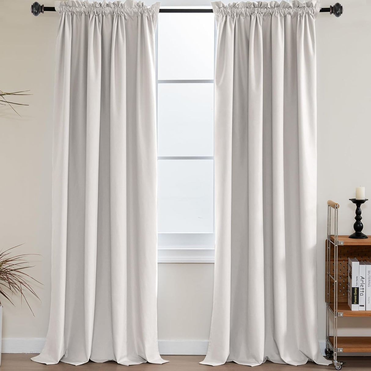 100% Blackout White Liners Window Rod Pocket Curtains