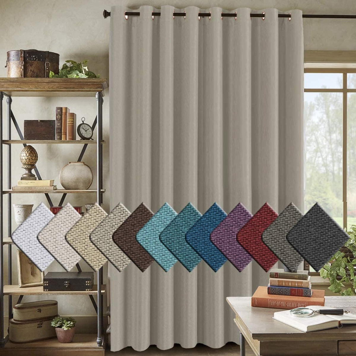 Faux Linen Blackout Thermal Insulated Grommet Curtain