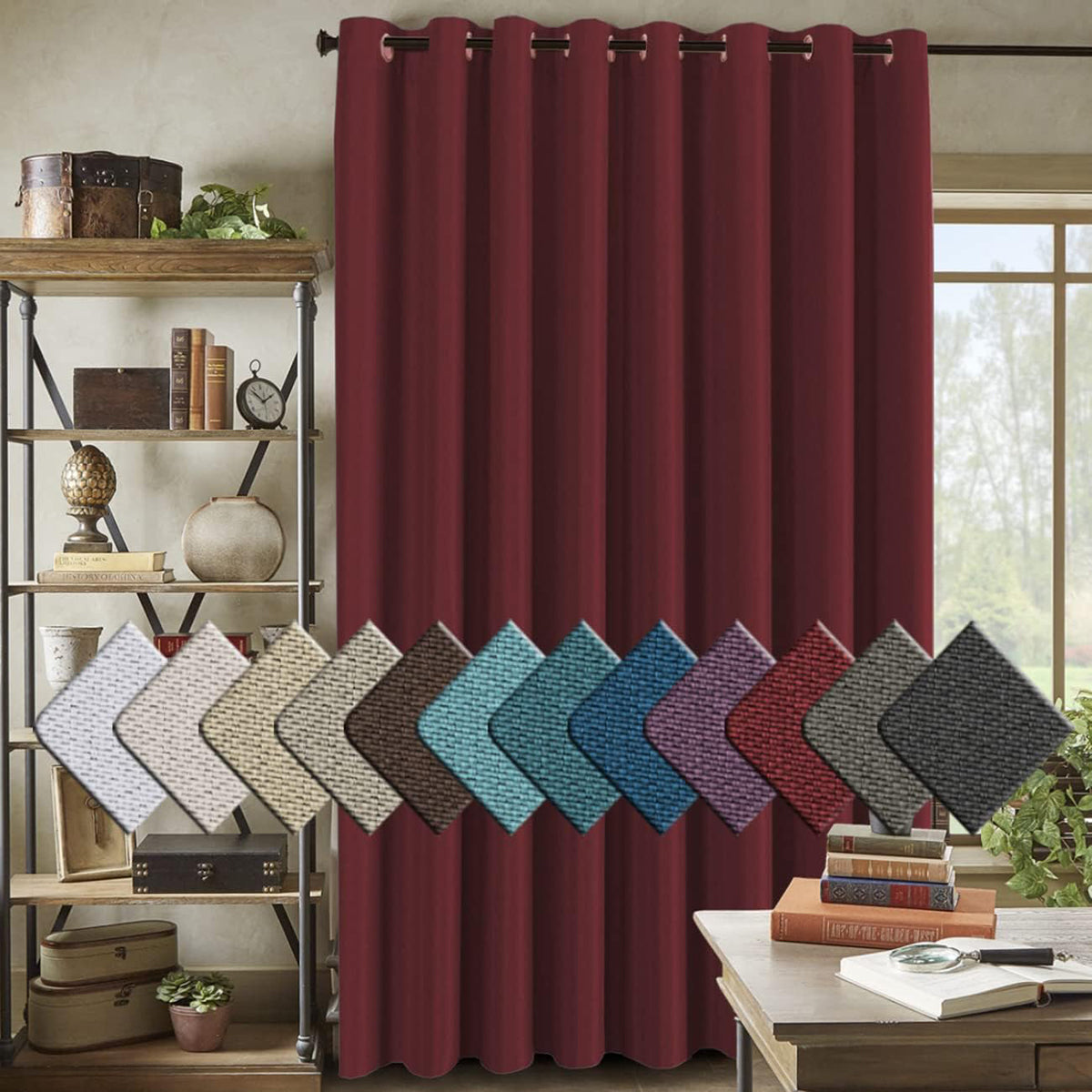Faux Linen Blackout Thermal Insulated Grommet Curtain