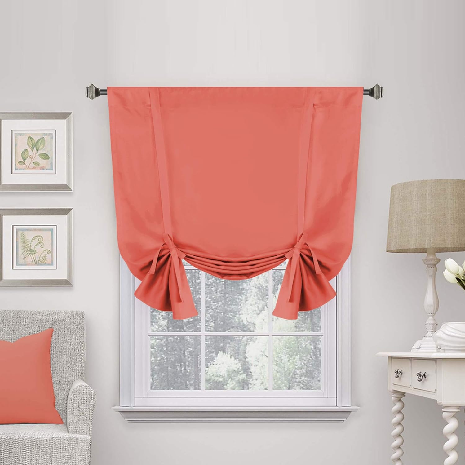 Valances Tie Up Curtains Roman Balloon Blind Rod Pocket Short Curtain
