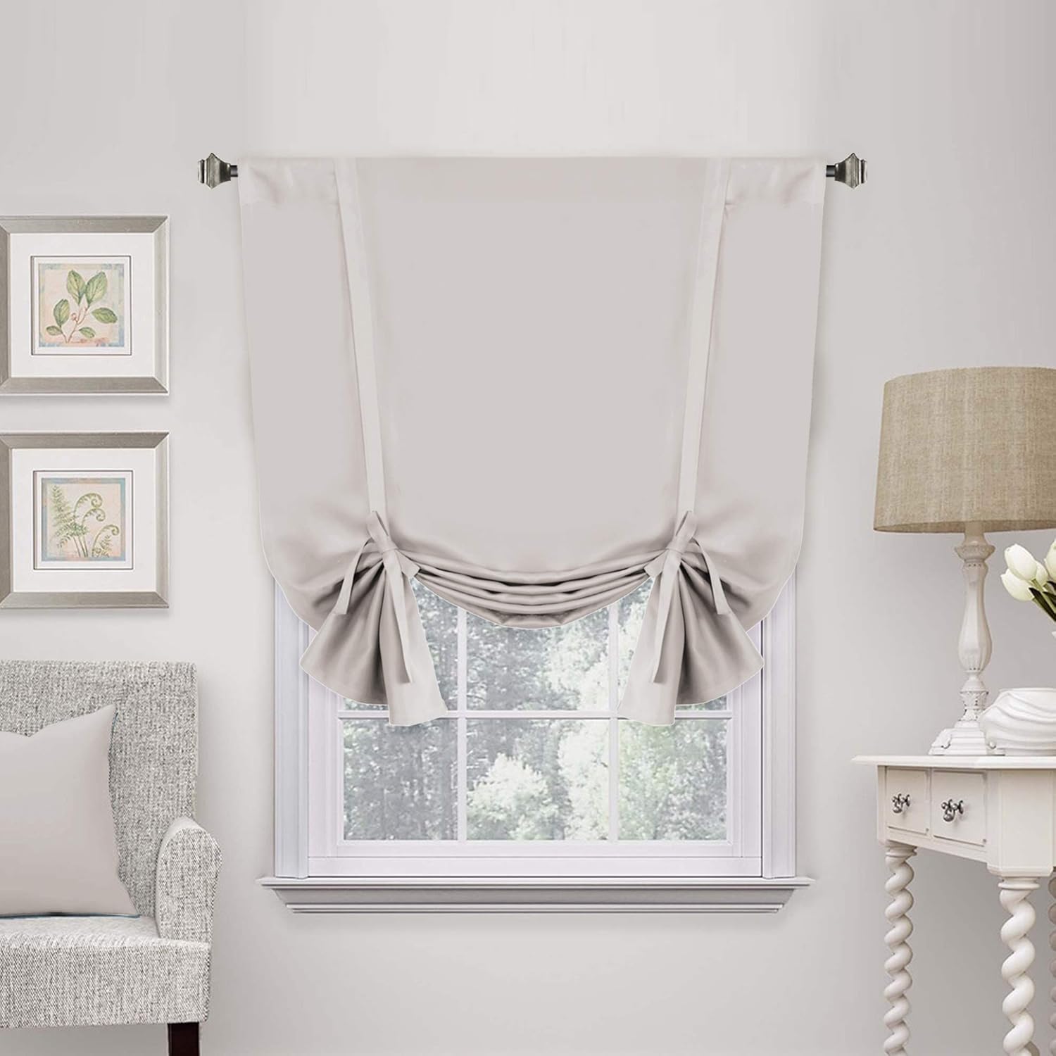 Valances Tie Up Curtains Roman Balloon Blind Rod Pocket Short Curtain