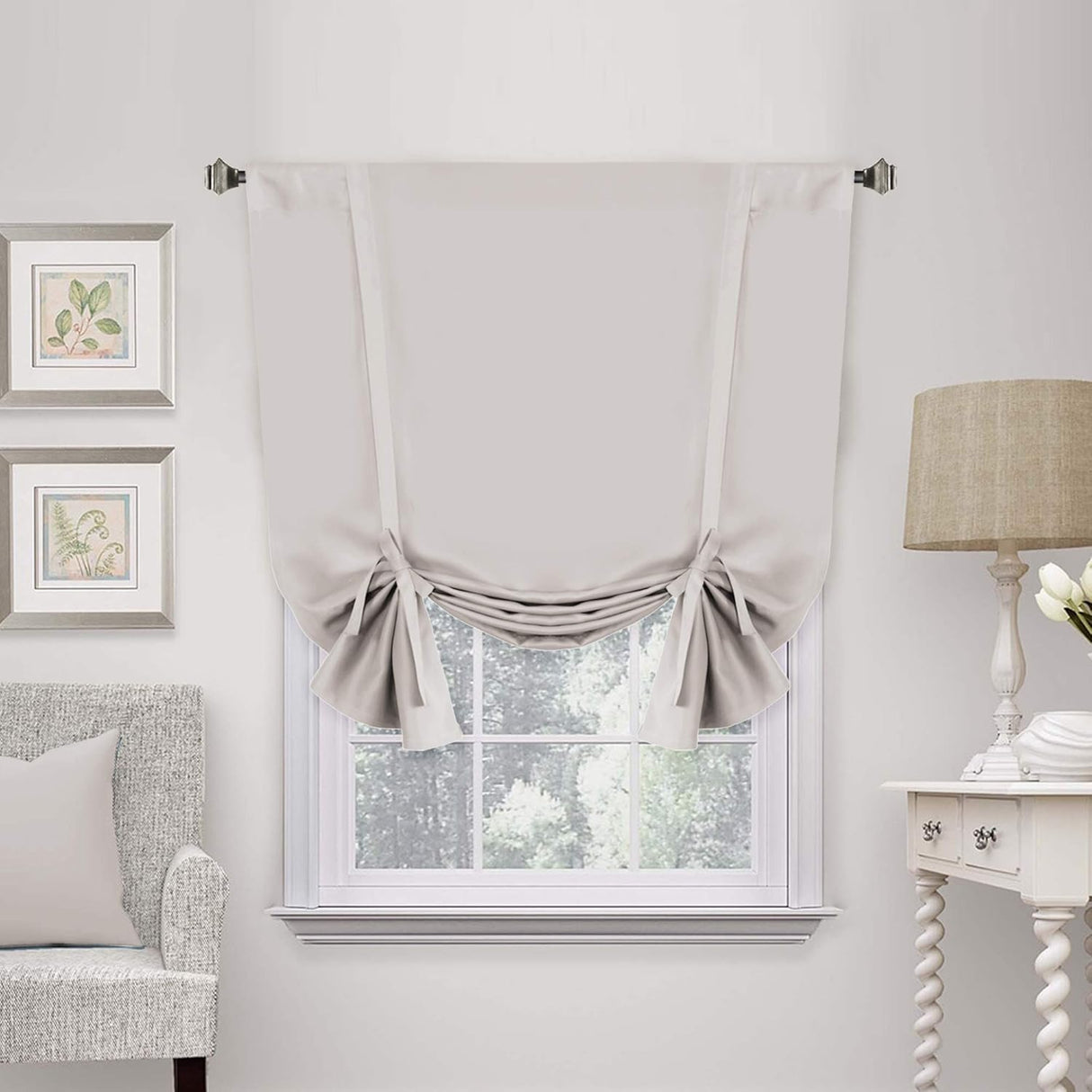 Valances Tie Up Curtains Roman Balloon Blind Rod Pocket Short Curtain