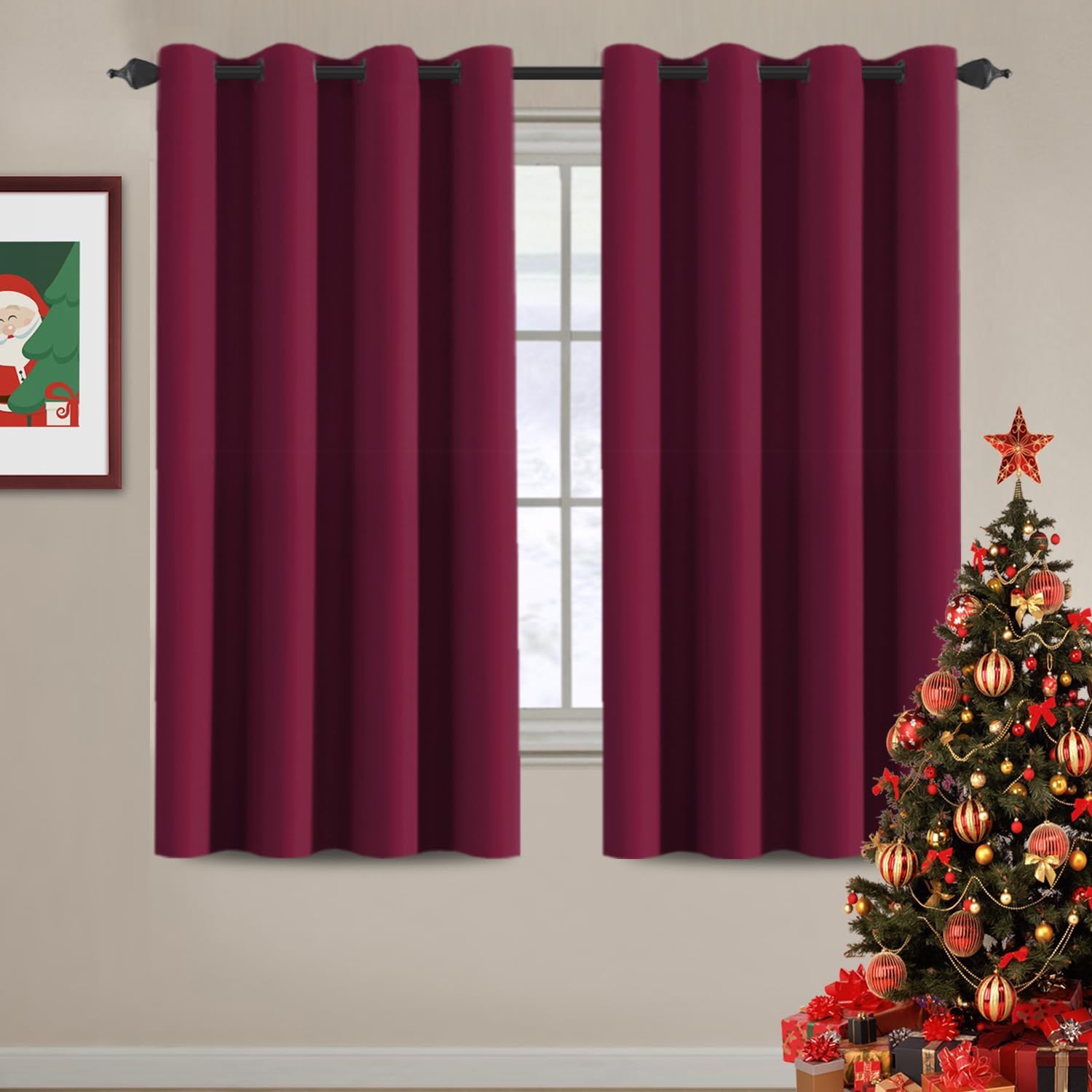 100% Blackout Thermal Insulated Grommet Solid Color Curtains