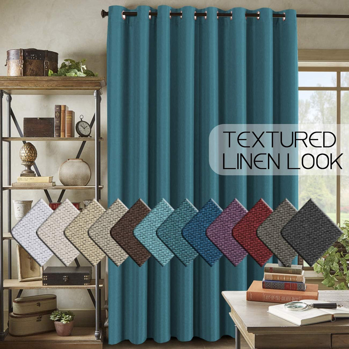 Faux Linen Blackout Thermal Insulated Grommet Curtain