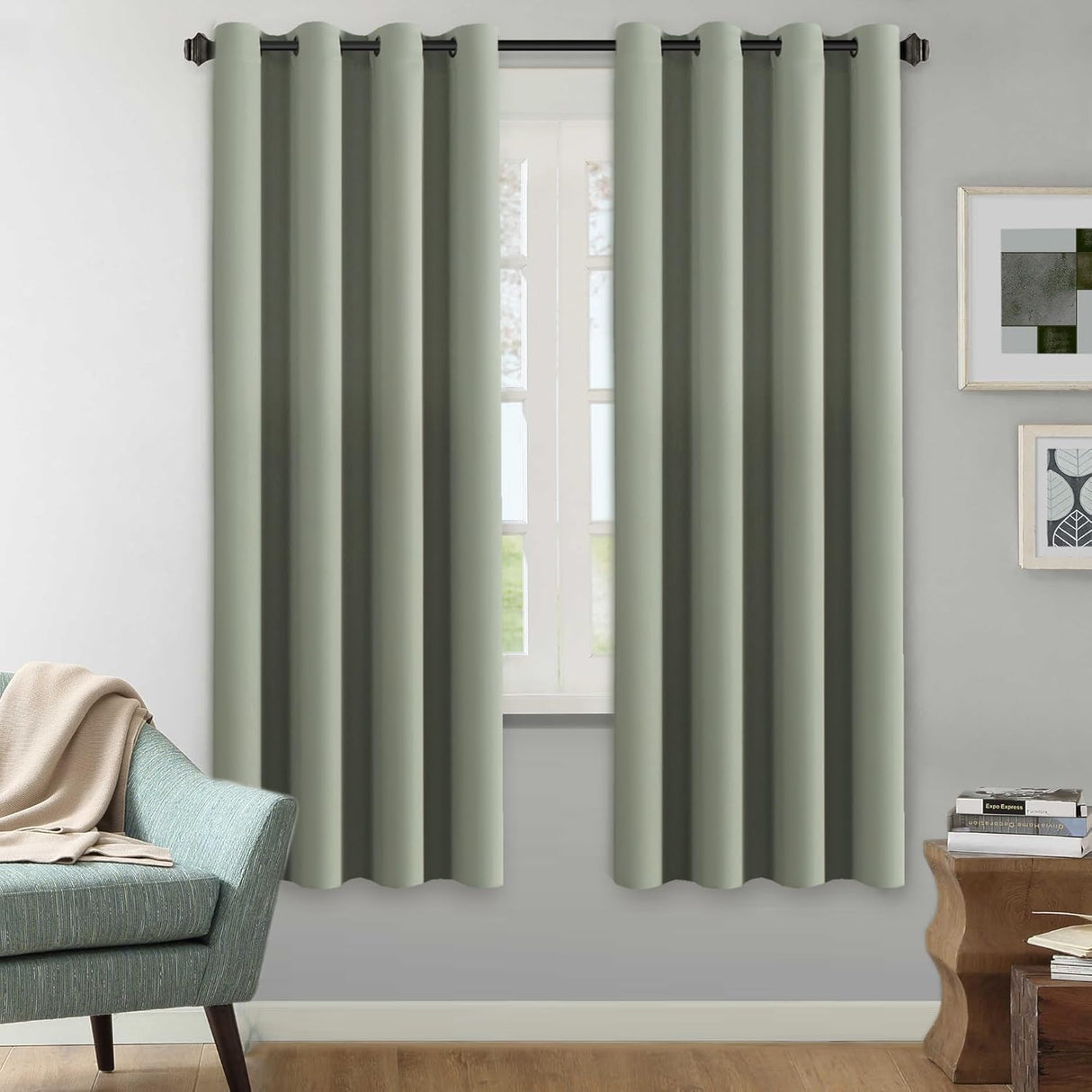 Blackout Curtains Thermal Insulated Grommet Top Solid Color Curtains