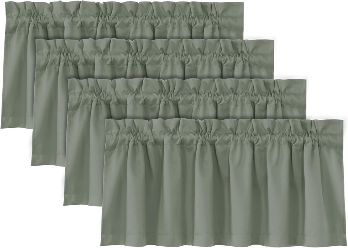 H.VERSAILTEX 100% Blackout Valances for Windows Kitchen Window Rod Pocket Privacy Decorative Curtains 2 Pack